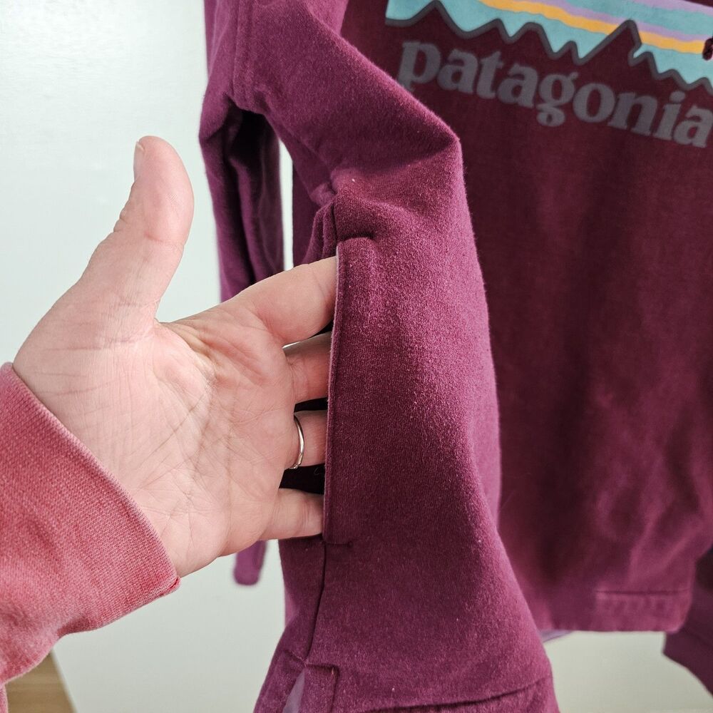 Patagonia Womens P6 Logo Aprisal Hoodie Hoodie Sweatshirt Size Large‎ Burgundy - Picture 6 of 8